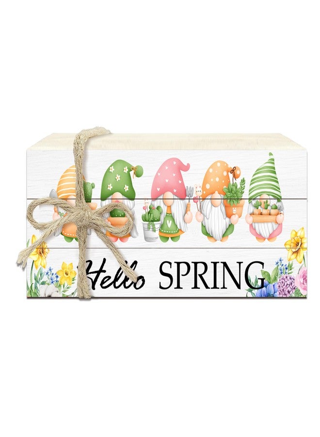 BXVRT Spring Wooden Decorative Book Stack, Spring Wildflowers Tiered Tray Decor, Spring Gnomes Faux Books Decor for Home Office Bedroom Table Shelf, Hello Spring Farmhouse Stacked Books Set Gifts -7 - Image 1