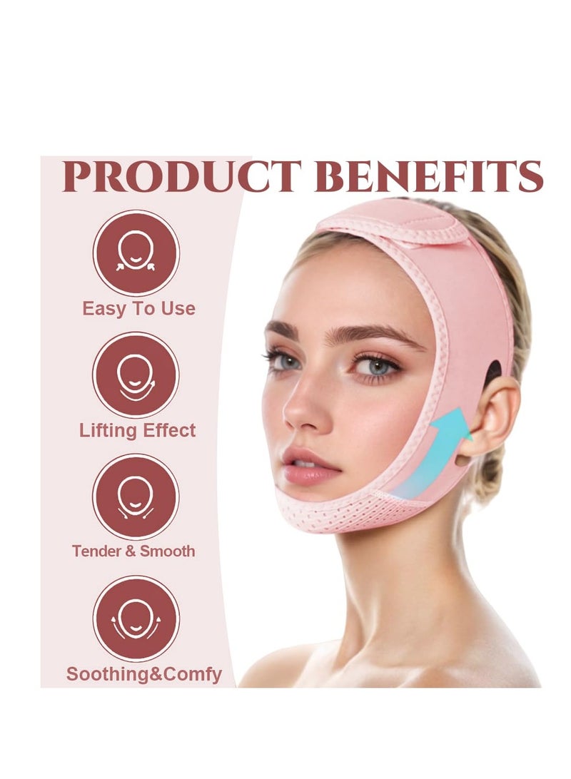 ROWMATE Double Chin Reducer, Double Chin Eliminator V Line Lifting Mask with Chin Strap for Double Chin for Women -Face Lift (Pink) - Image 5