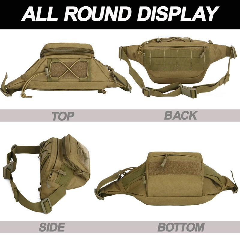 Meprona Tactical Fanny Pack, Military Waist Bag Hip Belt Bumbag Utility Bags for Outdoor Hiking Climbing Fishing with U.S Patch (Black) - Image 5