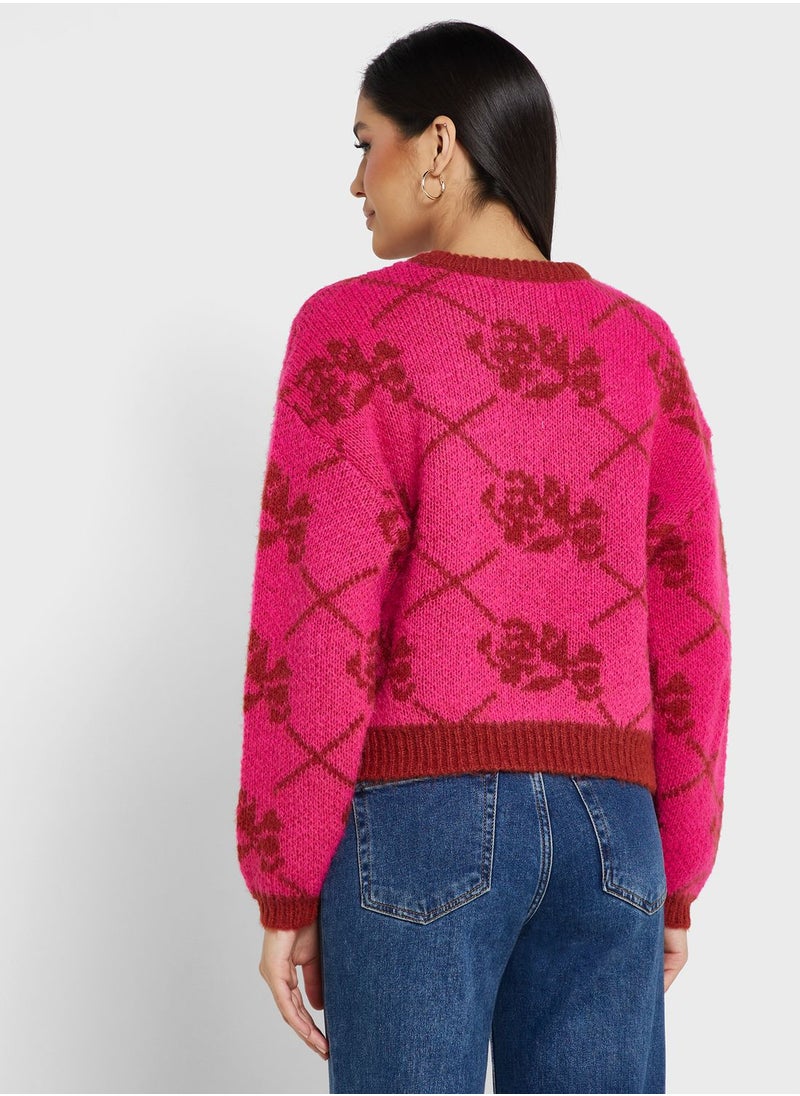 VERO MODA - Round Neck Printed Sweater - Image 1