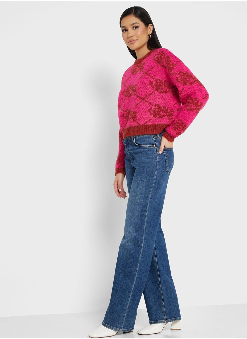 VERO MODA - Round Neck Printed Sweater - Image 1