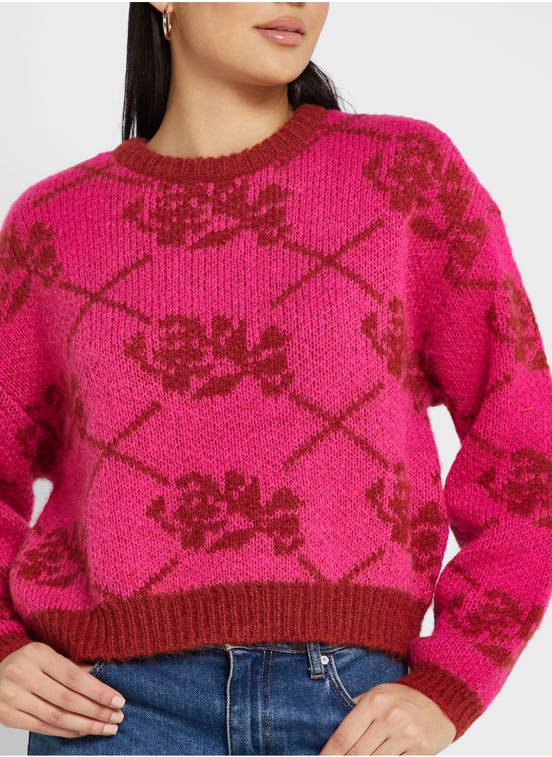 VERO MODA - Round Neck Printed Sweater - Image 1
