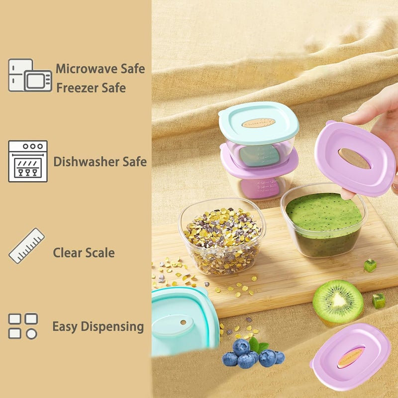 Luckam Small Containers with Lids Plastic, Baby Porridge Storage Container with Lid, 8-Pack 4 oz Leak-Proof Baby Food Container, Microwave and Dishwasher Safe Baby Food Storage - Image 4