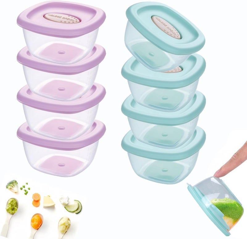 Luckam Small Containers with Lids Plastic, Baby Porridge Storage Container with Lid, 8-Pack 4 oz Leak-Proof Baby Food Container, Microwave and Dishwasher Safe Baby Food Storage - Image 1
