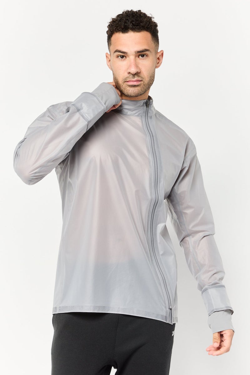 Hoka جاكيت تدريب رياضي للرجال بأكمام طويلة، رمادي - Image 1