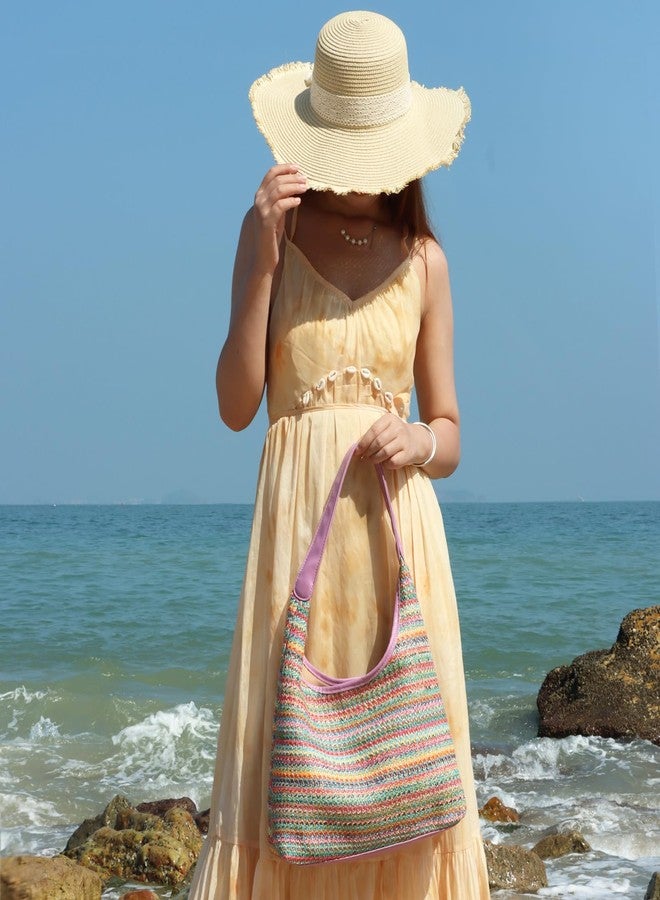 KUANG! Shoulder Bag for Women Straw Woven Tote Bag Summer Beach Bag Handbags - Image 2