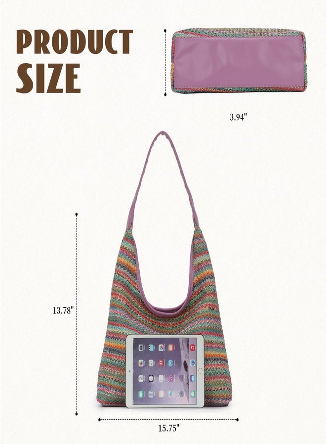 KUANG! Shoulder Bag for Women Straw Woven Tote Bag Summer Beach Bag Handbags - Image 3