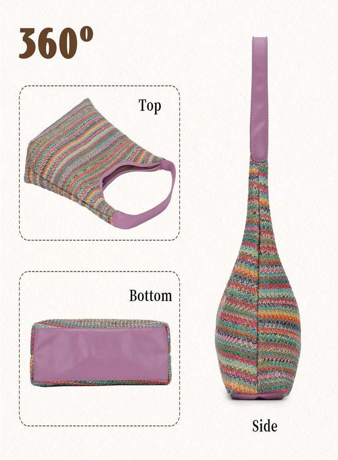 KUANG! Shoulder Bag for Women Straw Woven Tote Bag Summer Beach Bag Handbags - Image 4