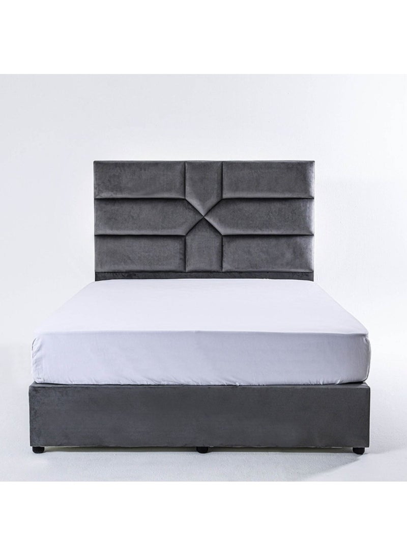 Karnak Estella Premium Upholstered Velvet Bed Frame Bedroom Furniture Strong And Sturdy Modern Design Wooden Bed | Quiet & Comfortable Bed (HC - Wide Single 120x200cm, Grey) - Image 2