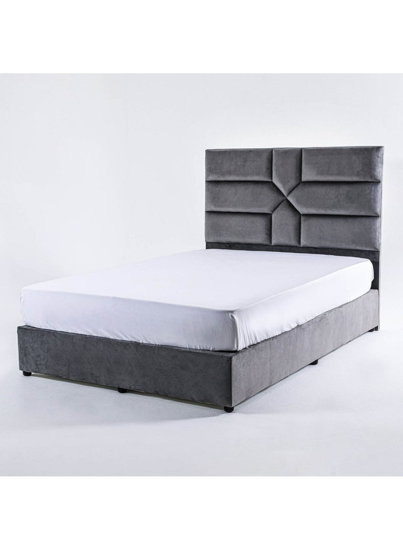 Karnak Estella Premium Upholstered Velvet Bed Frame Bedroom Furniture Strong And Sturdy Modern Design Wooden Bed | Quiet & Comfortable Bed (HC - Wide Single 120x200cm, Grey) - Image 3