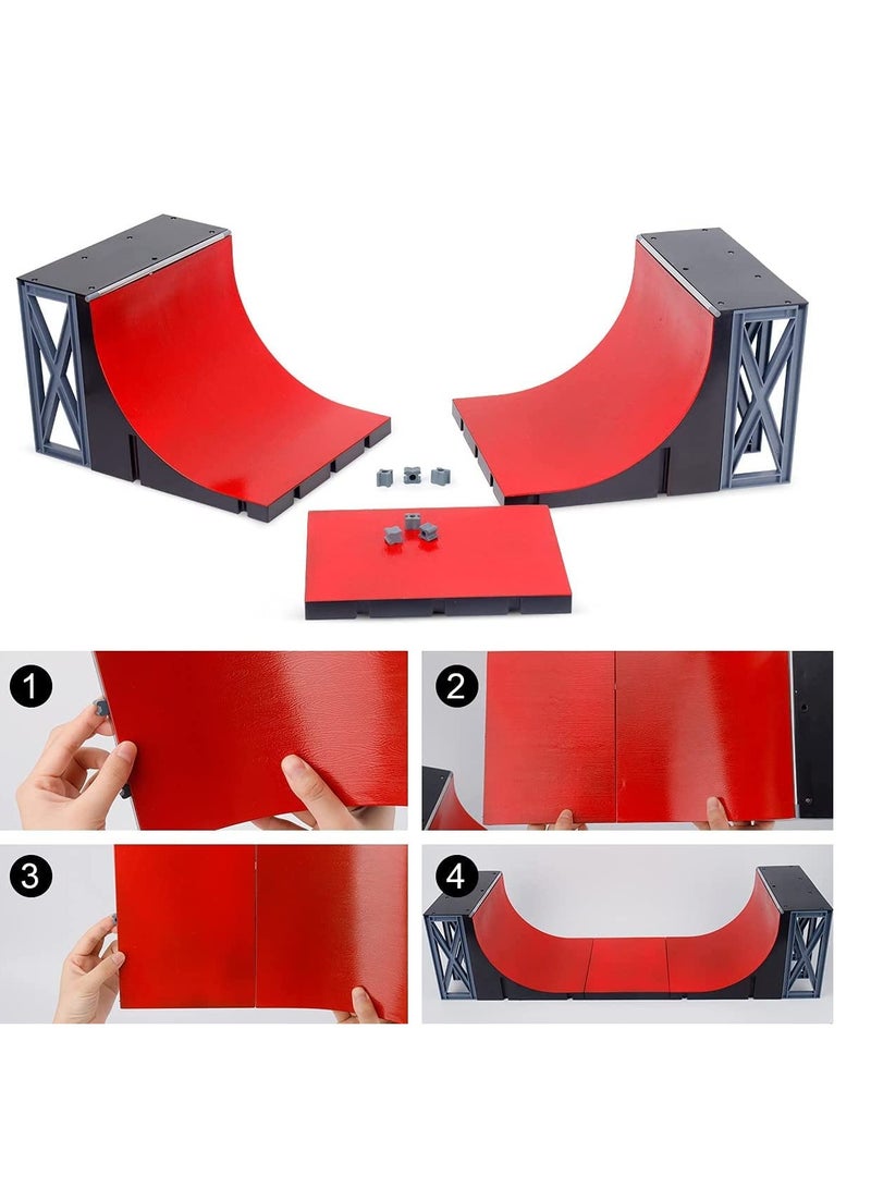 KASTWAVE مجموعة منحدرات سكت بورد نصف أنبوب، سكت بارك دك أكبر، لعبة بارك سكت للأصابع مع منحدرات سكت بورد، سكت بورد، سكوتر أصابع، دراجة أصابع ودراجة نارية للهدايا للأطفال والبالغين - Image 5