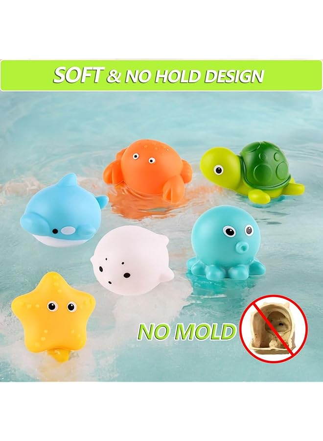 XICEN Bath Toys For Babies 6 12 Months+ Swimming Ducks Amphibious Dinghy Bath Toys For Kids Ages 1 3 No Hole Animal Floating Pool Toys For Toddlers 1 3 Fishing Net Watering Can Baby Bathtub Water Toys - Image 2