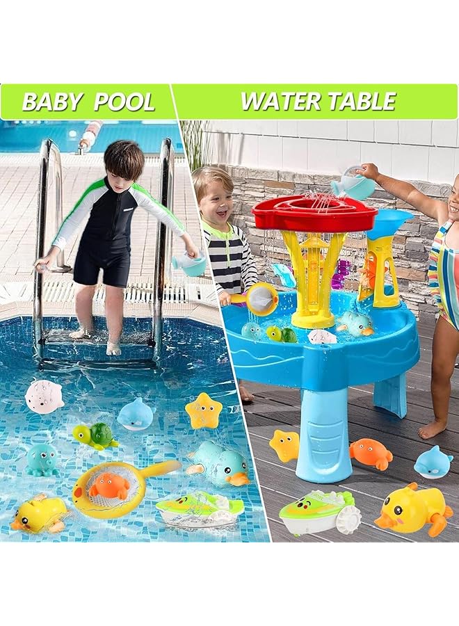 XICEN Bath Toys For Babies 6 12 Months+ Swimming Ducks Amphibious Dinghy Bath Toys For Kids Ages 1 3 No Hole Animal Floating Pool Toys For Toddlers 1 3 Fishing Net Watering Can Baby Bathtub Water Toys - Image 5