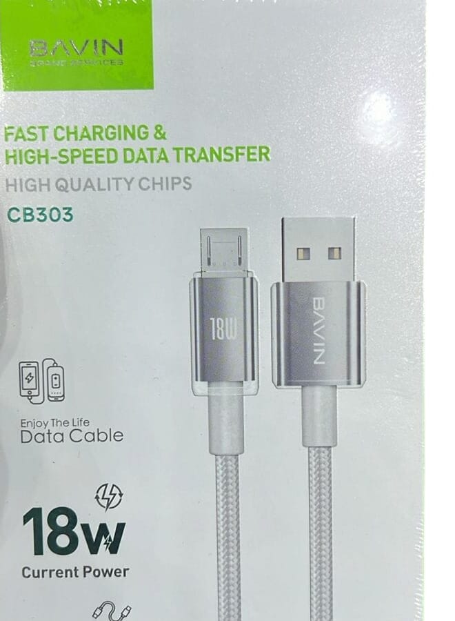 بافين كابل شحن ومزامنة بيانات ميكرو USB بقدرة 18 وات - Image 2