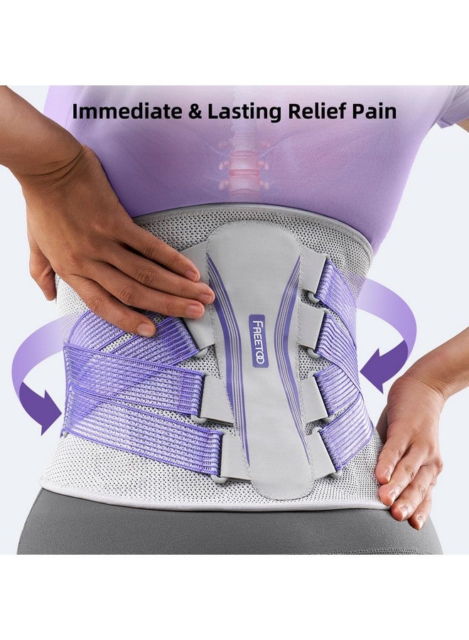 فري تو دعامة ظهر FREETOO لآلام أسفل الظهر للنساء مع نظام دعم بيونيك، حزام دعم قطني محبوك قابل للتعديل، تصميم شبكي قابل للتهوية مع وسادة قطنية، للانزلاق الغضروفي، وعرق النسا، والجنف - Image 2