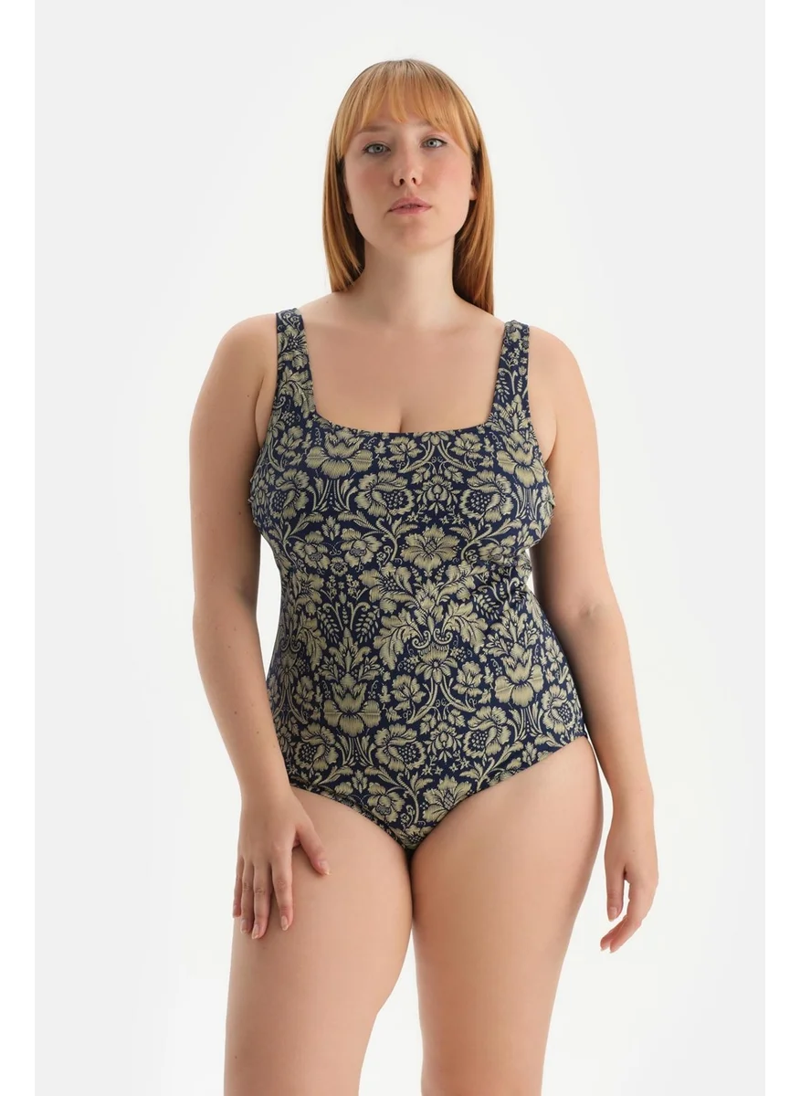 داجي Navy Blue Corset Contouring Swimsuit