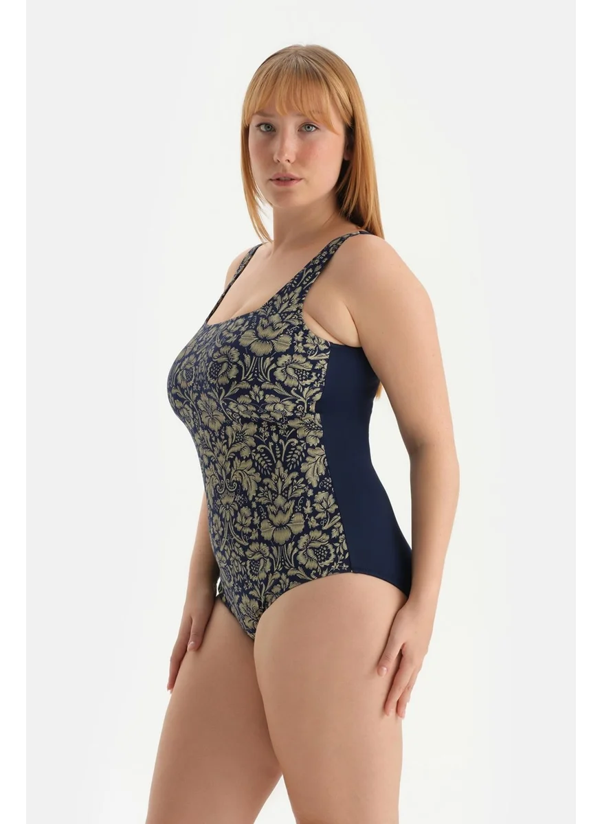داجي Navy Blue Corset Contouring Swimsuit
