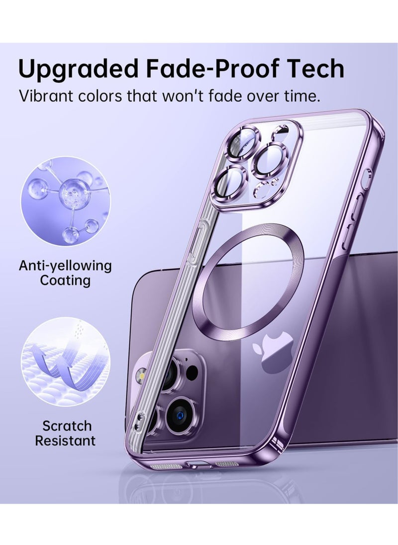 Rock Pow - Magnetic Clear for iPhone 14 Pro Case with Full Camera Lens Protection Perfect Match for MagSafe Military Drop Protection Slim Luxury for Women Girls Men 6.1 inch - Image 1
