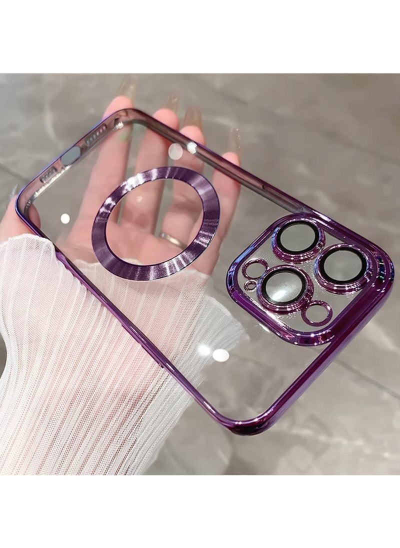 Rock Pow - Magnetic Clear for iPhone 14 Pro Case with Full Camera Lens Protection Perfect Match for MagSafe Military Drop Protection Slim Luxury for Women Girls Men 6.1 inch - Image 1