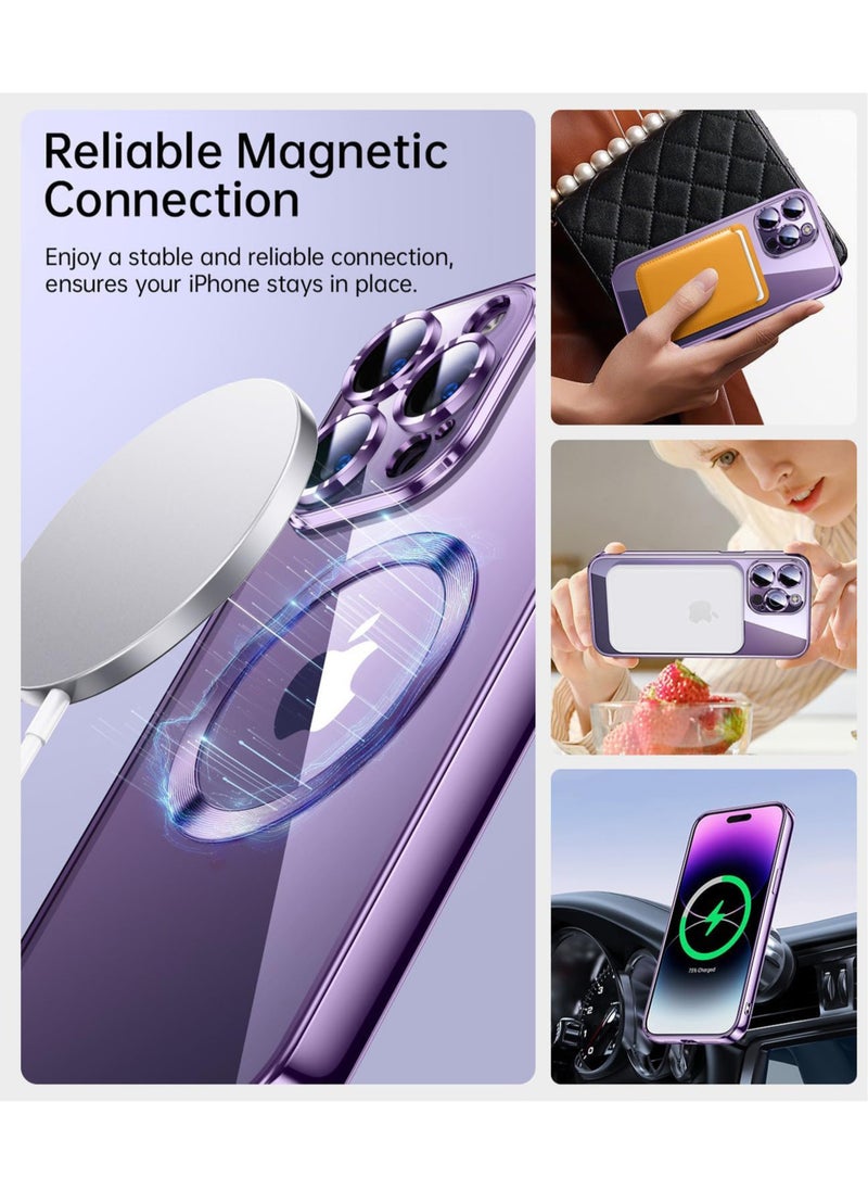 Rock Pow - Magnetic Clear for iPhone 14 Pro Case with Full Camera Lens Protection Perfect Match for MagSafe Military Drop Protection Slim Luxury for Women Girls Men 6.1 inch - Image 1