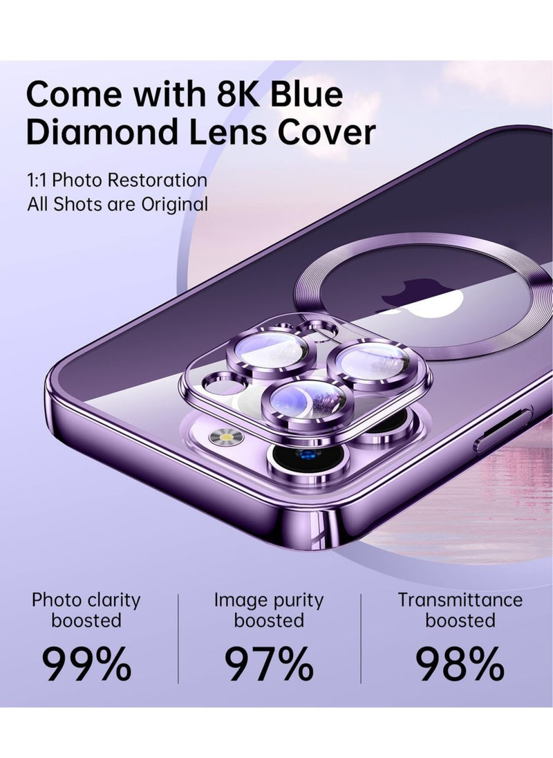 Rock Pow - Magnetic Clear for iPhone 14 Pro Case with Full Camera Lens Protection Perfect Match for MagSafe Military Drop Protection Slim Luxury for Women Girls Men 6.1 inch - Image 1