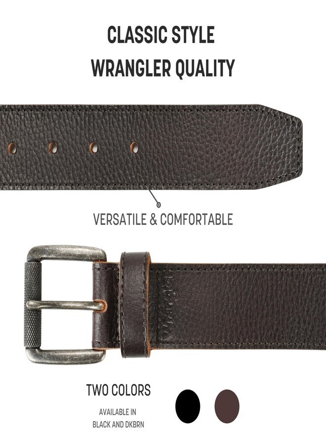Wrangler Men's Pebble Leather Belt, 38mm Roller Buckle Casual Everyday Belt for Jeans, Gift for Men - Image 3