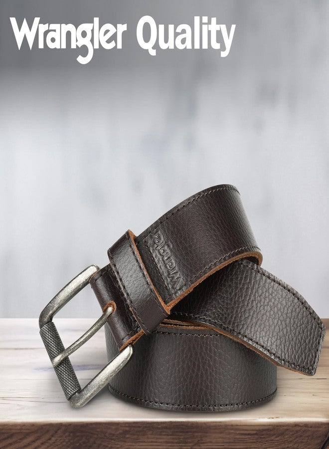 Wrangler Men's Pebble Leather Belt, 38mm Roller Buckle Casual Everyday Belt for Jeans, Gift for Men - Image 4