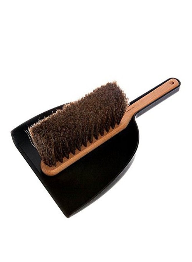 Iris Hantverk Handheld Dustpan & Brush Set with Horsehair in Black - Image 1