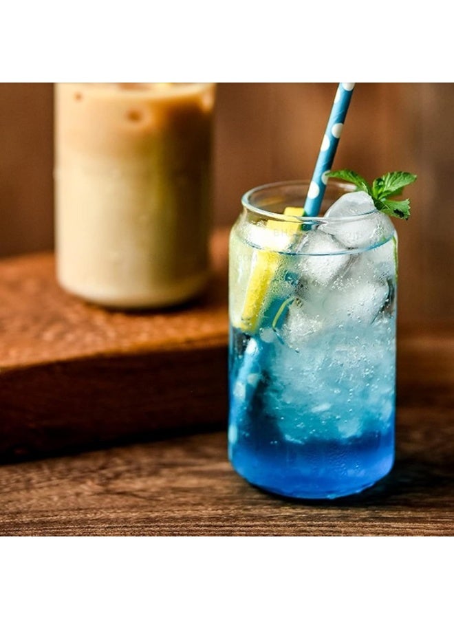 أكواب شرب مع أغطية من البامبو وشفاطات، كوب زجاج للقهوة المثلجة والحليب واللبن والمشروبات والكوكتيل والمياه، طقم من قطعتين - Image 5