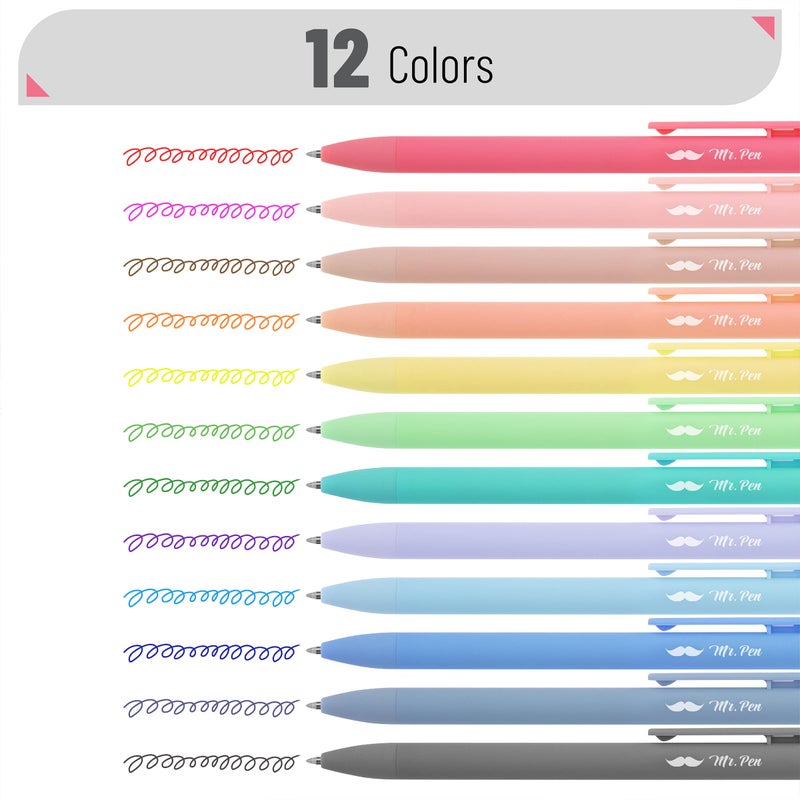 Mr. Pen- Retractable Gel Pens, 12 Pack, Fast Dry, Gel Pens Fine Point 0.7mm, Retractable Pens, Cute Pens - Image 2