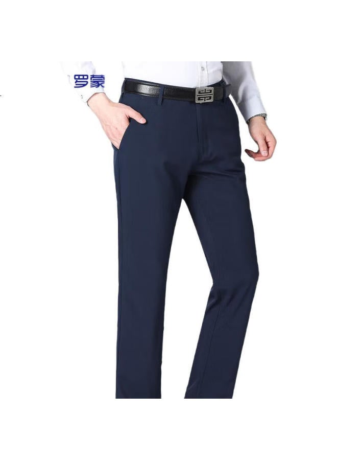 ROMON [Wrinkle-Free, Stretchy] Casual Pants For Men, Business Formal Wear, Loose Straight-Leg Dad Style, Suit Trousers, Long Pants - Image 1