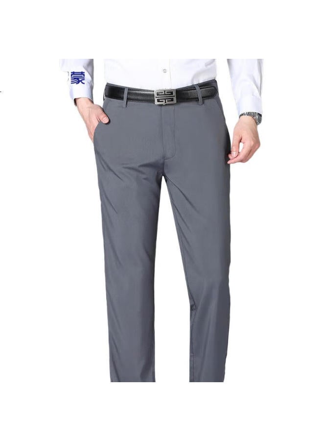 ROMON [Wrinkle-Free, Stretchy] Casual Pants For Men, Business Formal Wear, Loose Straight-Leg Dad Style, Suit Trousers, Long Pants - Image 3