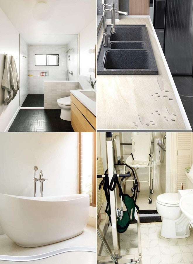 Ynotus 1/2" High Collapsible Shower Threshold Water Dam Barrier 39" Shower Water Stopper Barrier Shower Splash Guard For Walk In Shower Water Guard Suitable For Bathrooms Kitchens To Block Water Flow White - Image 5