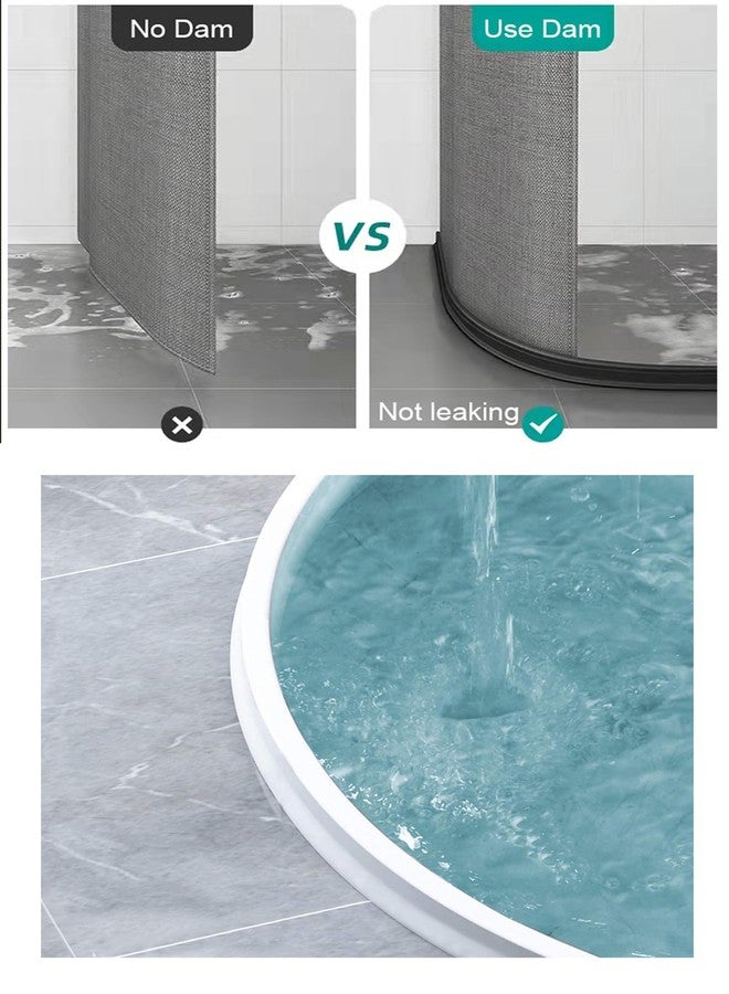 Ynotus 1/2" High Collapsible Shower Threshold Water Dam Barrier 39" Shower Water Stopper Barrier Shower Splash Guard For Walk In Shower Water Guard Suitable For Bathrooms Kitchens To Block Water Flow White - Image 3