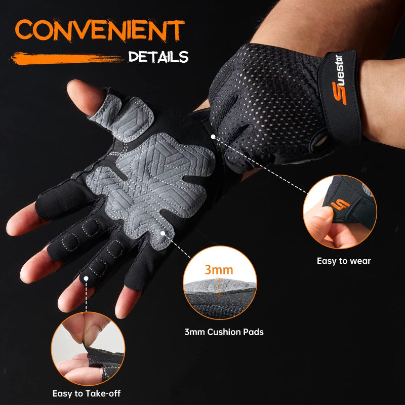 SueStar Workout Gloves for Men Women 2022, Weight Lifting Gloves with [Full Palm Protection] [Excellent Grip] Gym Gloves, Ultra Breathable Exercise Gloves for Weightlifting, Fitness, Training, Hanging - Image 3