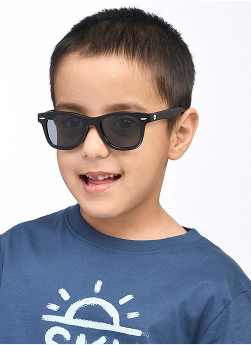 Hooper - Hooper By Lenskart | Black Grey Full Rim Square Latest and Stylish Kids Sunglasses | Polarized and 100% UV Protected | For Boys & Girls (Age 5-8 yrs) | HP S15814M - Image 1