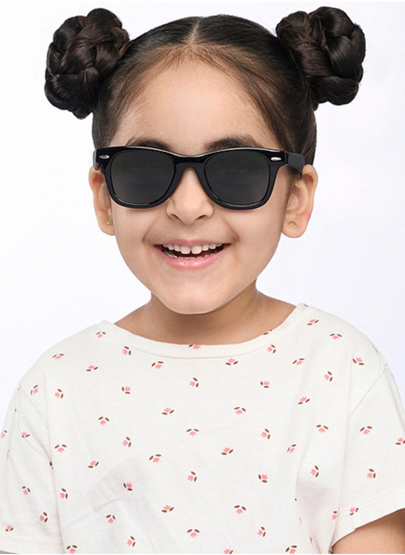 Hooper - Hooper By Lenskart | Black Grey Full Rim Square Latest and Stylish Kids Sunglasses | Polarized and 100% UV Protected | For Boys & Girls (Age 5-8 yrs) | HP S15814M - Image 1