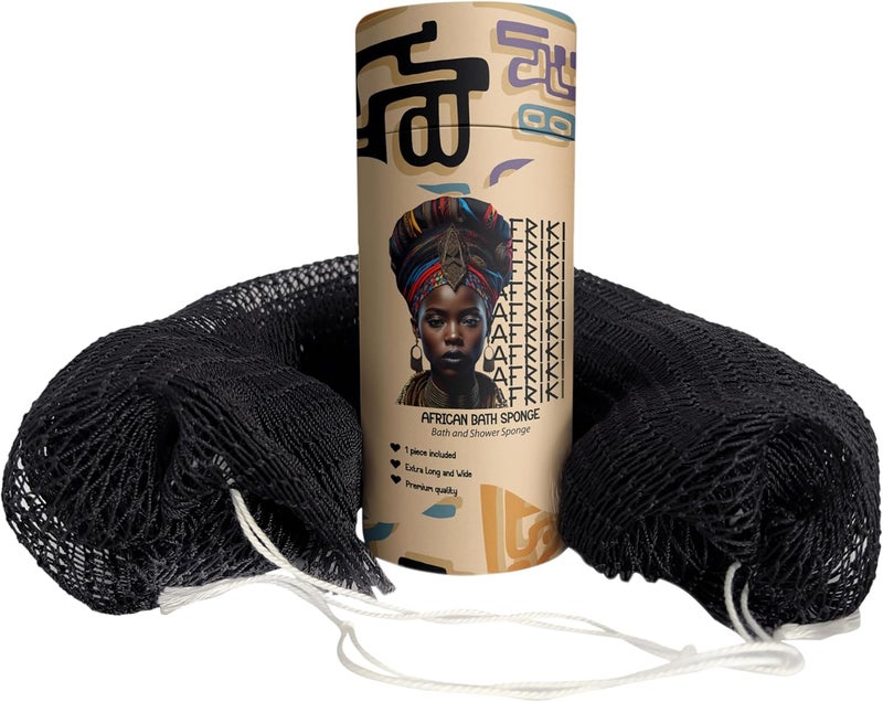 AFRIKI إسفنجة الشبكة الأفريقية المقشرة من أفريقي، إسفنجة الشبكة الأفريقية الأصيلة، مملوكة للسود، مقشر الظهر، طول 45 بوصة للبشرة العادية إلى الحساسة، للاستخدام اليومي، المجموعة الأصلية - Image 1