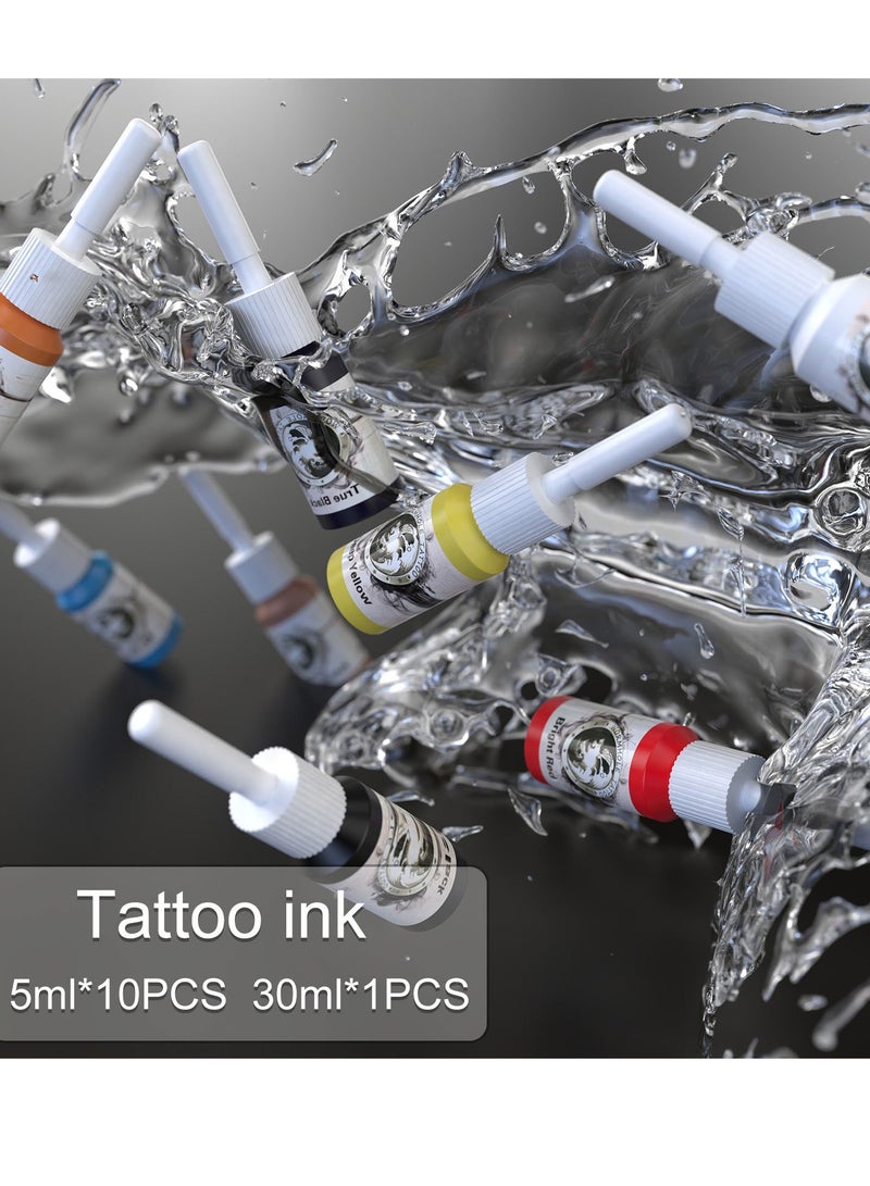 Generic Tatto Machine Kit, Professional Rotary Tatto Pen Set with RCA Power Supply, 20pcs Tatto Cartridge Needle Accessories & 10 Color Ink for Beginner Tattoo Artist  - Image 3