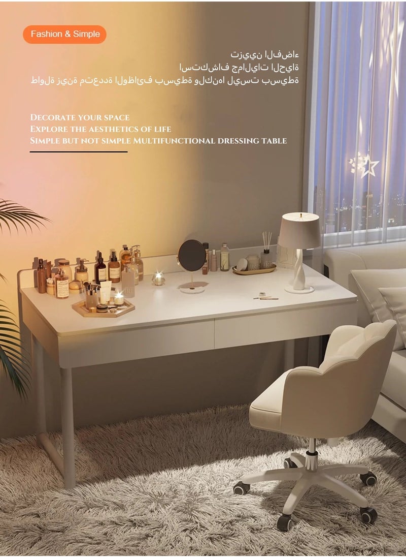Generic Dressing Table With Drawers Study Table Computer Desk Gaming Table Writing Desk with Storage Shelves 140 * 50 * 75CM Home Office Desk bedroom study living room White  - Image 1