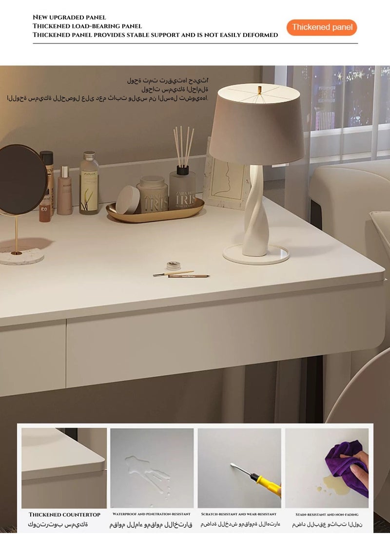 Generic Dressing Table With Drawers Study Table Computer Desk Gaming Table Writing Desk with Storage Shelves 140 * 50 * 75CM Home Office Desk bedroom study living room White  - Image 2