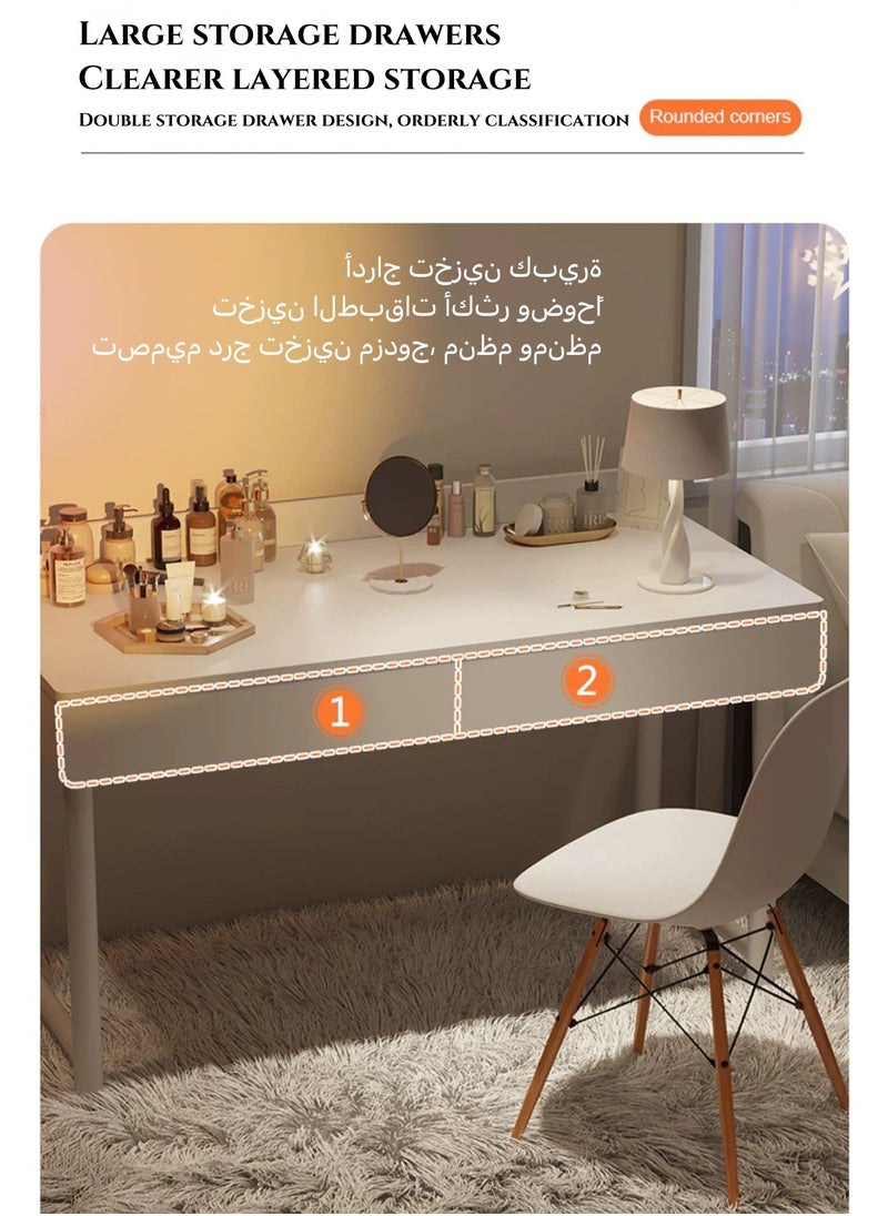 Generic Dressing Table With Drawers Study Table Computer Desk Gaming Table Writing Desk with Storage Shelves 140 * 50 * 75CM Home Office Desk bedroom study living room White  - Image 5