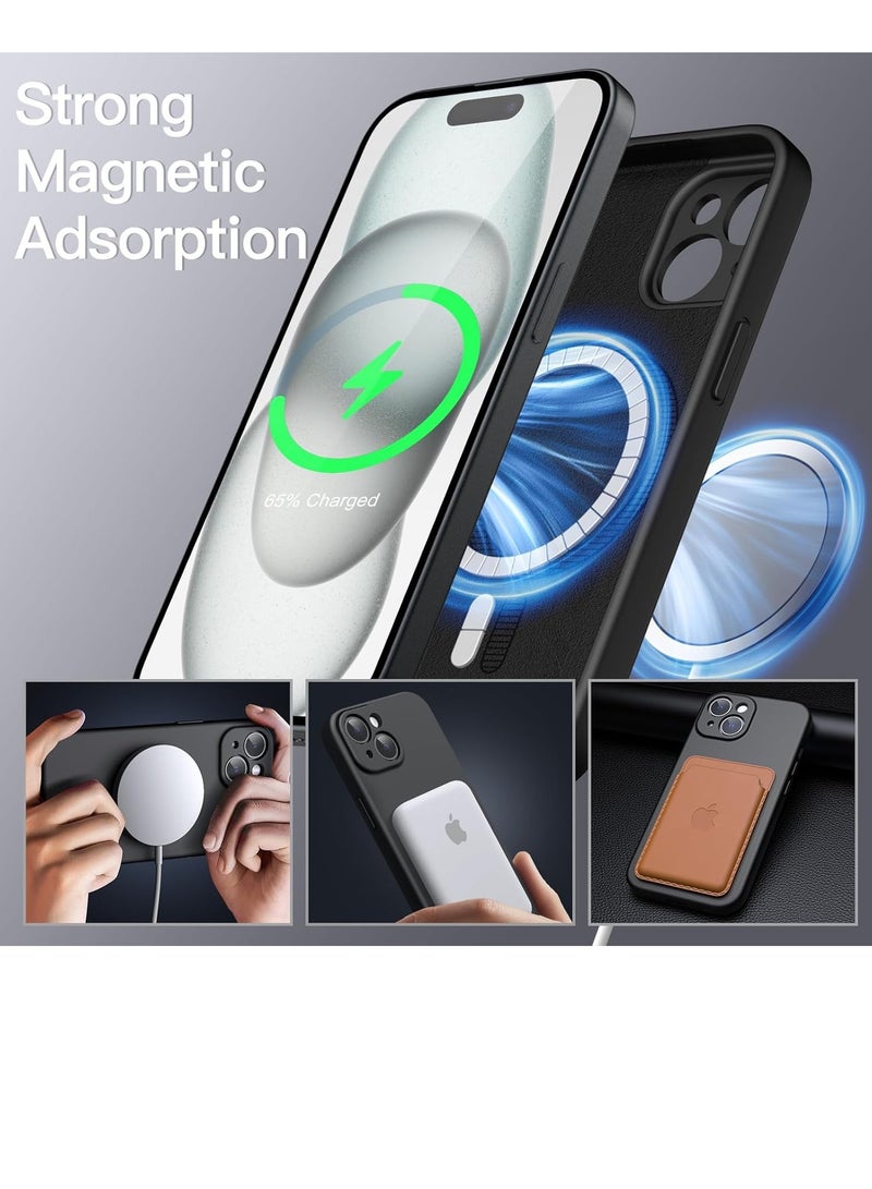 ELTRAZONE Magnetic Silicone Case for iPhone 15 6.1-Inch, Compatible with MagSafe, Phone Cover with Camera Lens Full Protection (Black) - Image 3
