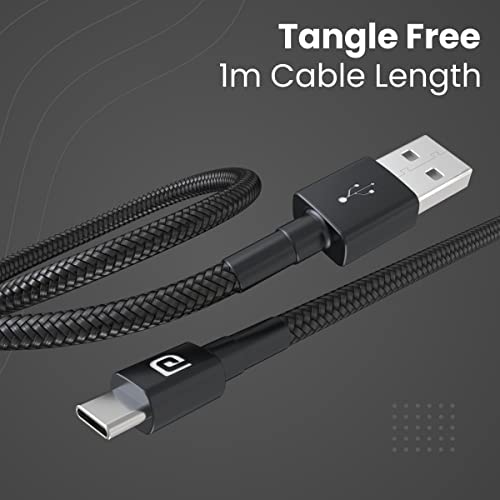 Portronics Konnect B Type C Cable with 3.0A Output, Nylon Braided, Fast Data Sync, Tangle Resistant, 1M Length(Black) - Image 2