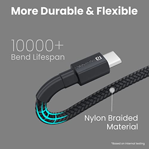 Portronics Konnect B Type C Cable with 3.0A Output, Nylon Braided, Fast Data Sync, Tangle Resistant, 1M Length(Black) - Image 3