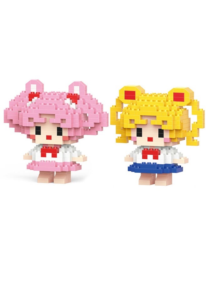 LELE BROTHER - 2 Packs Sailor Moon Series Building Bricks Set, Cartoon Bricks Set, Classic Mini Building Bricks, DIY Block Building Set Suitable for Boys and Girls Aged 14 and Up (2 Sets, 409 Pcs in Total) - Image 1