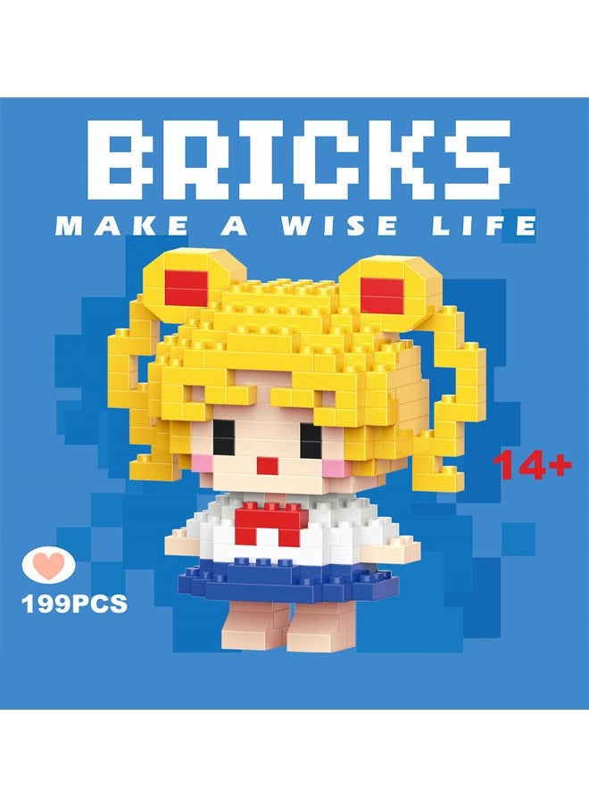 LELE BROTHER - 2 Packs Sailor Moon Series Building Bricks Set, Cartoon Bricks Set, Classic Mini Building Bricks, DIY Block Building Set Suitable for Boys and Girls Aged 14 and Up (2 Sets, 409 Pcs in Total) - Image 1