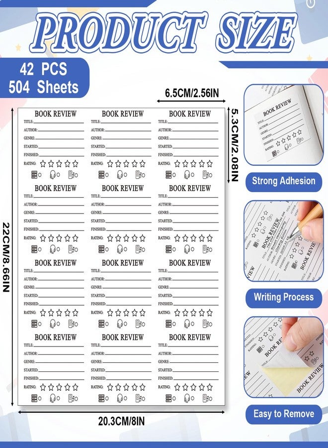 Chivertion 504 Sheets Book Review Stickers for Readers Reading Bookmark Stickers Self-Stick Reading Journals Sticky Notes Bookish Labels Review Tracker Log for Book Lovers Reader Gifts - Image 3