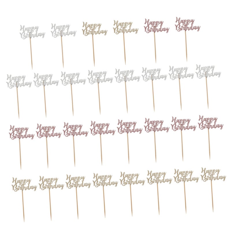 Elegant Shiny Gold Cake Picks 30pcs Birthday Cupcake Toppers For Party Decorations - Image 2