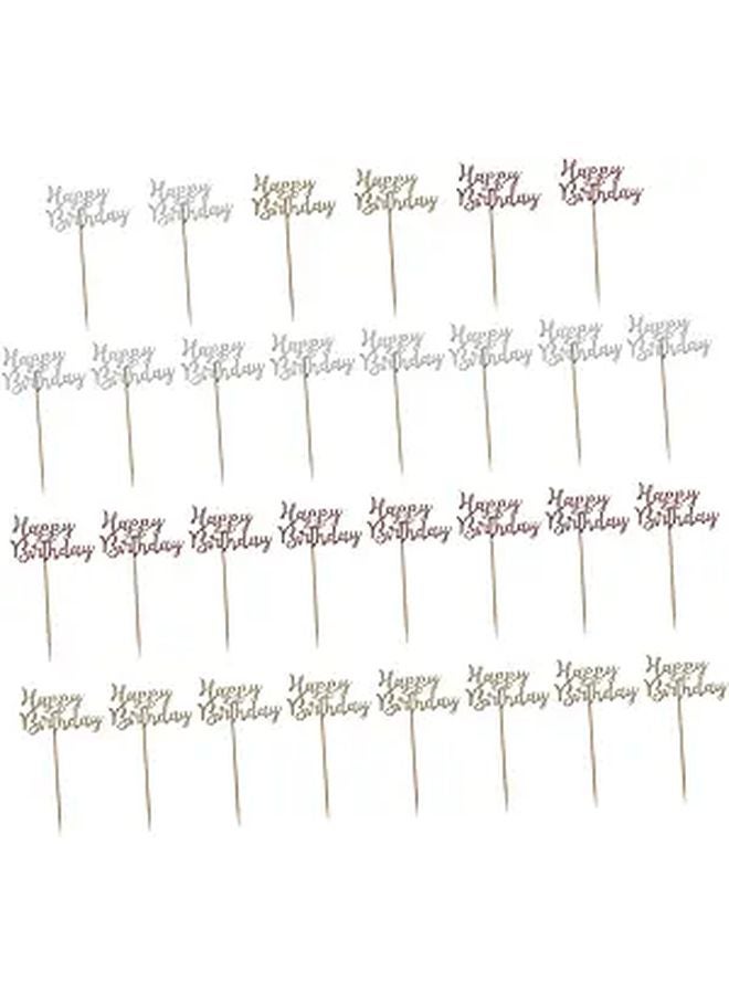Elegant Shiny Gold Cake Picks 30pcs Birthday Cupcake Toppers For Party Decorations - Image 1